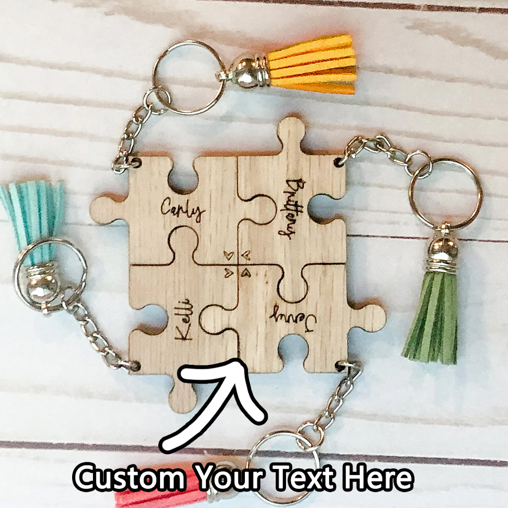 Woodworking Laser - カスタムキーホルダー - パーソナライズされたPMMAパズル型ネームレーザー彫刻DIYギフト、日常使い＆ユニークなプレゼントに