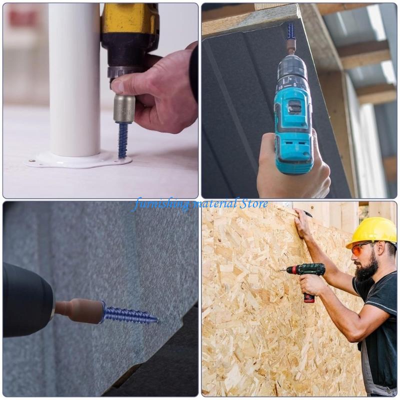 Woodworking Easy Projects - Y5GD 40 個のスロット付き六角ワッシャーヘッドスタッコネジアンカーコンクリートボルトとドリルビット付き石積みやレンガ構造用