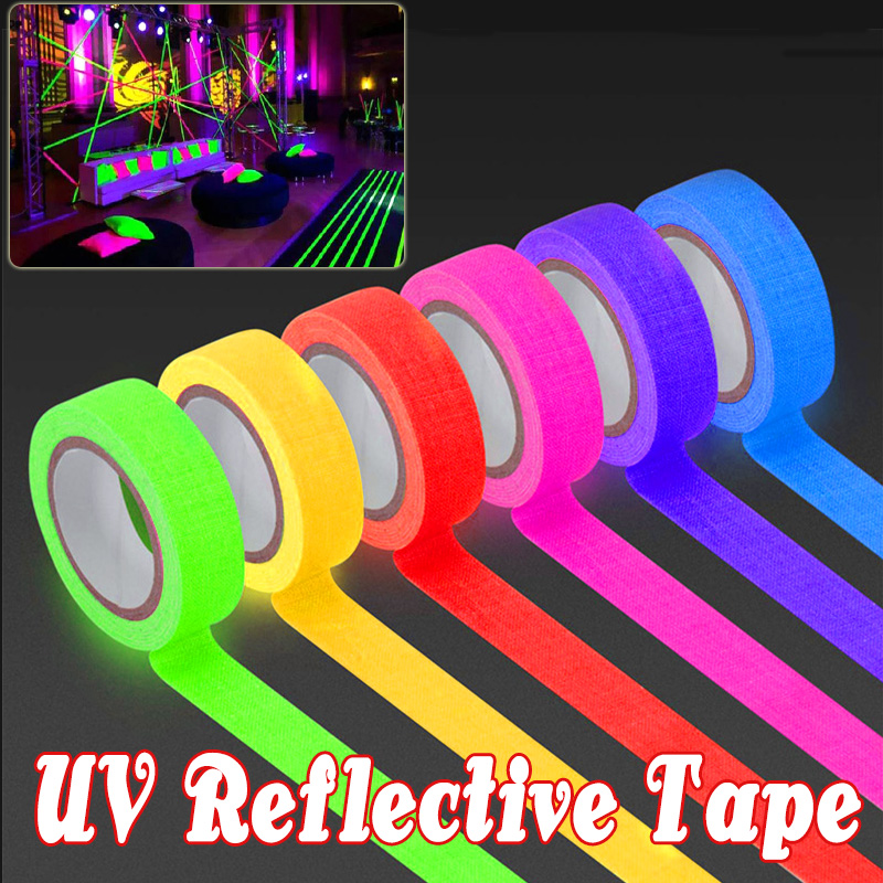 Woodworking Uv Light - 5 メートル 6 色ネオンガファー布テープ蛍光レインボーカラーパーティー非反射暗闇で光るテープ UV ブラックライト下