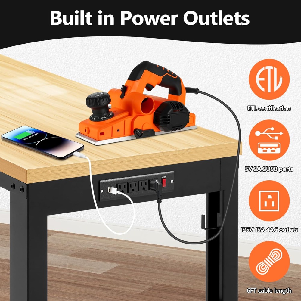 調整可能な作業台、頑丈な木製作業台、耐荷重2000ポンド、電 - Woodworking Workbench のレビューと価格
