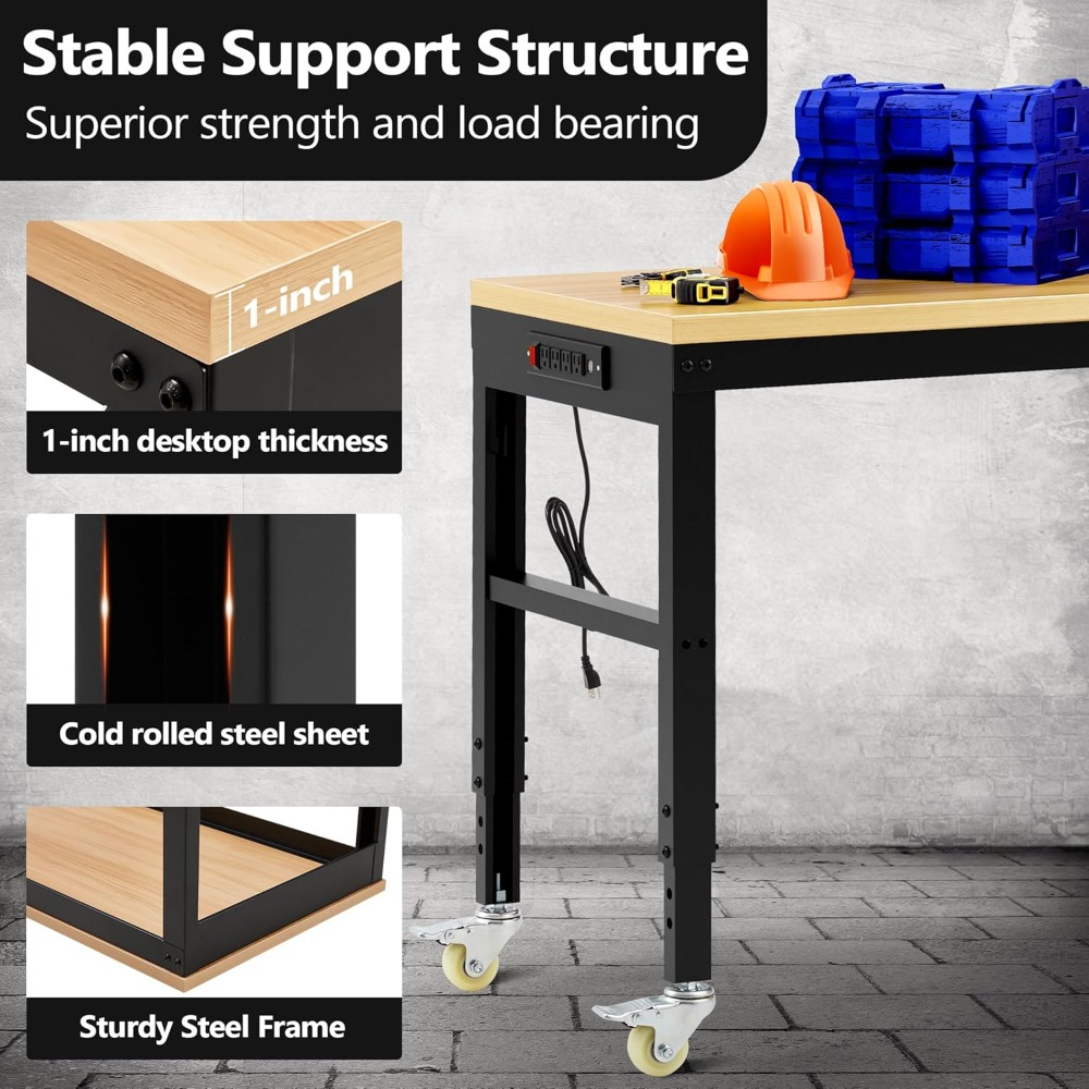 調整可能な作業台、頑丈な木製作業台、耐荷重2000ポンド、電 - Woodworking Workbench のレビューと価格
