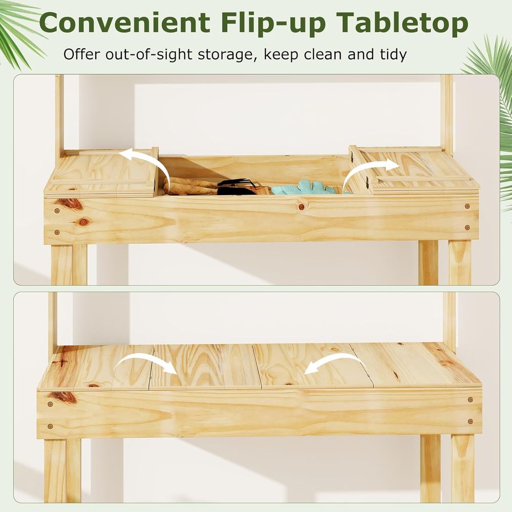 ポッティングベンチテーブル、60インチ木製ガーデンワークベン - Woodworking Workbench のレビューと価格
