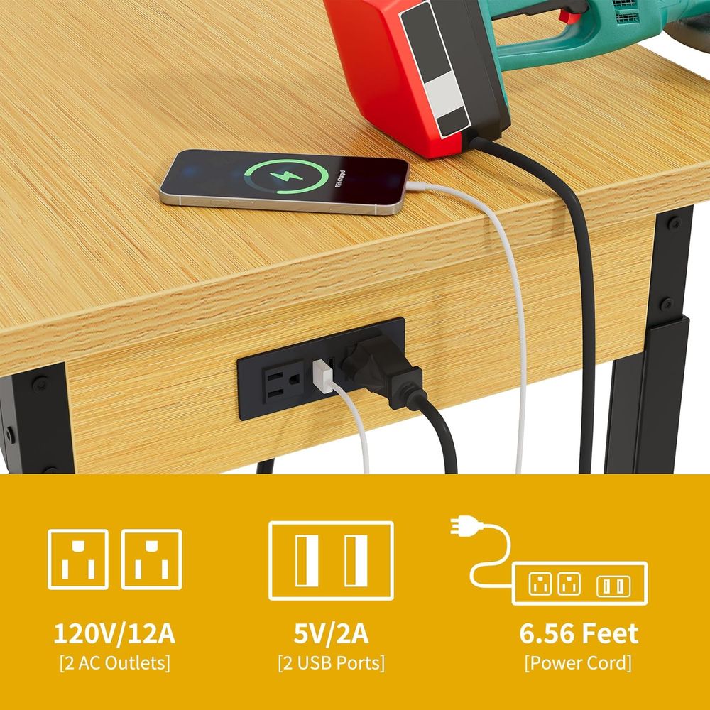 60インチヘビーデューティーワークベンチ（ペグボード＆ホイー - Woodworking Workbench のレビューと価格
